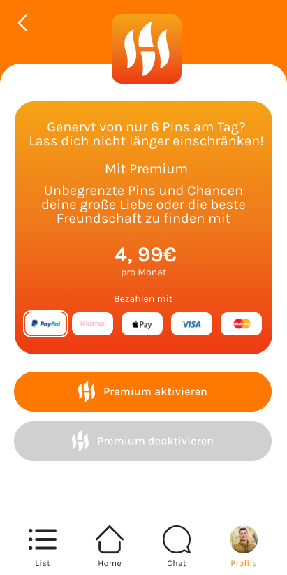 Premium kauf abschließen paypal