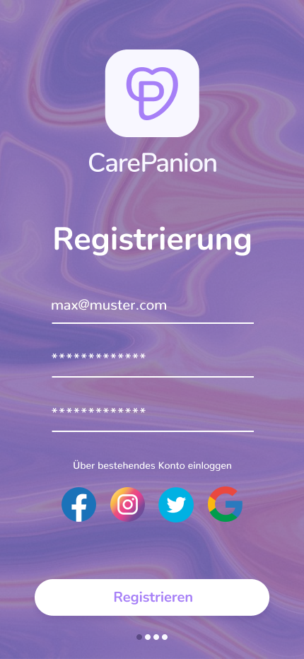 Registrierung ausgefüllt